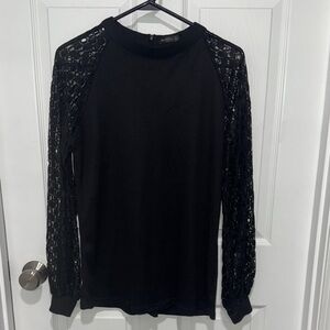 Black Lace Sleeve Top